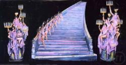 Revue Treppe mit Revuegirls Kulisse, Frankreich, Paris, Kulisse, Revue, Show, Showgirls, Dekoration,