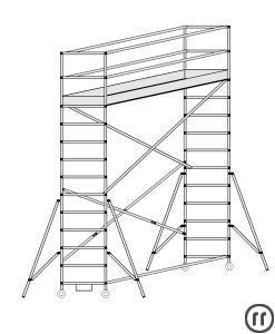 1-Rollgerüst, Fahrgerüst Arbeitshöhe 5,20m, Grundgestell klappbar