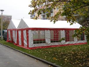 2-Partyzelt 3m x 6m rot/weiß incl. Auf.- u. Abbau