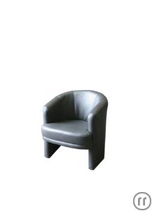 1-Lounge Sessel, Leder, schwarz