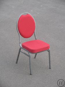 Bankett-Stuhl, Polsterstuhl, rot mit goldenen Punkten
