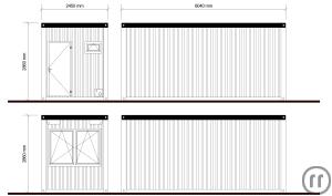 2-Mietcontainer Wechselwandsystem:
Raumcontainer Typ 6250 T+