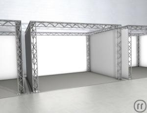 Messestand 4,8 x 3,8 mit 3,4 m Höhe = 18 m² · andere Größen jederzeit mögli