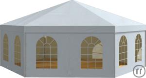 6 Eck Pagode 8m breit weiß mit 50% Rundsprossenfenster mit und ohne Holzfußboden lieferbar