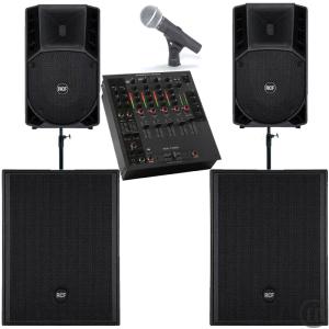 1-Aktive Beschallungsanlage, PA Anlage: RCF Art 712 A MK II / RCF 4Pro 8003-AS mit Mixer und Mikrofon