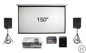 MOVIEPACK - BEAMER, LEINWAND 150" (4m!), PA, AUFBAU, LIEFERUNG