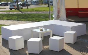 1-Loungemöbel Set - Sitzwürfel, Beistelltisch und Daybed und Stehleuchte