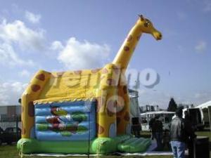 Hüpfburg Giraffe mit Sonnen - / und Regendach 5 x 6 Meter