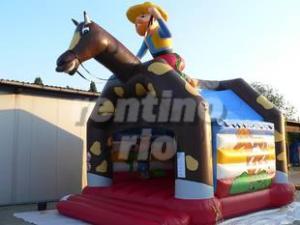 1-Hüpfburg Cowboy mit Sonnen - / und Regendach 5 x 6 Meter / Western / Wild Wild West