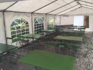 6-Biergarten-Garnitur aus Brauereiherstellung Stühle und Tische auch für den Outdoor-Betr...