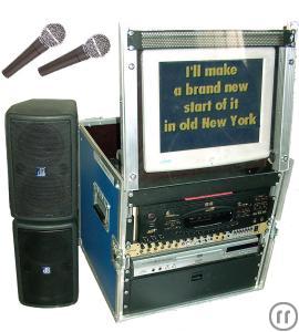 1-Video Karokeanlage komplett mit 17" TFT, Mikros, Boxen & mehr als 1200 Titeln - plug and...