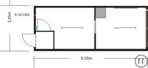 1-Büro-/Mannschaftscontainer mit 2 Räumen