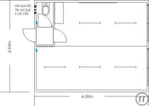 1-Wohncontainer als Besprechungsraum möbliert