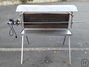 2-Spanferkelgrill / Lammgrill / Rollbratengrill / Haxengrill komplett aus Edelstahl mit Dach und Motor