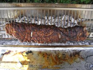 3-Spanferkelgrill / Lammgrill / Rollbratengrill / Haxengrill komplett aus Edelstahl mit Dach und Motor