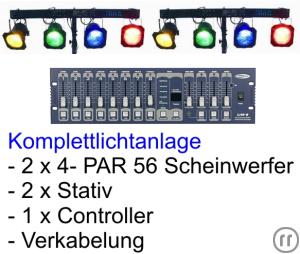 1-Lichtanlage PAR 56 mit 8 Scheinwerfern I Lichtset für Party & Event leihen