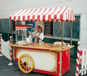 1-Marktwagen Verleih mit Popcornmaschine