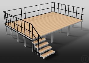 3-Komplette Bühnen bis 6 x 6 m variable Höhe inkl. Geländer und Treppe