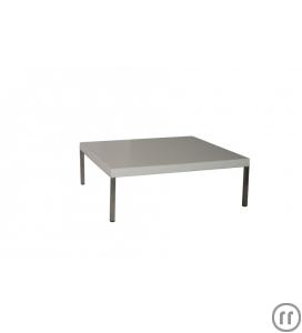 1-Loungetisch weiß / Edelstahl 70cm x 70cm x 20cm