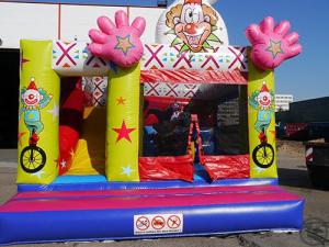 1-Hüpfburg "Big Clown" 4.50m x 4.50m - mit Rutsche und Spielelementen