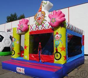 3-Hüpfburg "Big Clown" 4.50m x 4.50m - mit Rutsche und Spielelementen