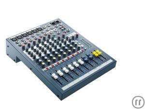 Soundcraft EPM 6 Mixer, Tonmischpult 6x Mono-, 2x Stereokanal, 2x Aux, 60mm Fader, 3-Band-EQ, 48V-Ph