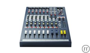 2-Soundcraft EPM 6 Mixer, Tonmischpult 6x Mono-, 2x Stereokanal, 2x Aux, 60mm Fader, 3-Band-EQ, 48V-Ph