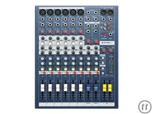 3-Soundcraft EPM 6 Mixer, Tonmischpult 6x Mono-, 2x Stereokanal, 2x Aux, 60mm Fader, 3-Band-EQ, 48V-Ph