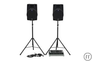 Kleine Tonanlage mit 2 x 400 Watt und Doppel- Mp3- CD- Player
Plug and Play