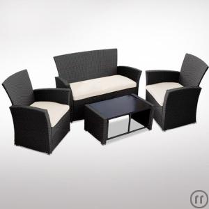2-Lounge Möbel Set für 4 Personen / Poly-Rattan anthrazit
