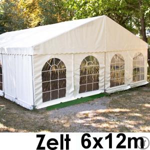 Zelt 6x12 weiß Partyzelt Festzelt, 2m Seitenhöhe