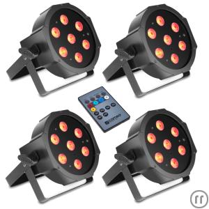 1-Cameo Flat Par Tri 7x 3W RGB LED Floorspot - 4er Set