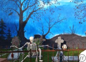 1-Friedhof, Halloween, Grusel- Bühnenbild