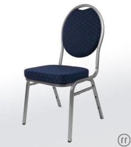 Stuhl gemütlicher und eleganter Bankettstuhl in blau, Polsterstuhl, Stapelstuhl, Reihenbestuhlung
