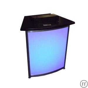 2-Rednerpult blackline schwarz mit Plexiplas Fronten beliebige Farbe LED hinterleuchtbar mit Fernbedie