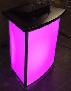 4-Rednerpult blackline schwarz mit Plexiplas Fronten beliebige Farbe LED hinterleuchtbar mit Fernbedie
