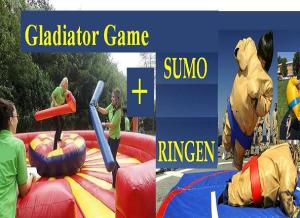 Gladiator Game & Sumo Ringen im Paket - Kindergeburtstag - Sumo Wrestling - Gladiatoren Sumo Kampf