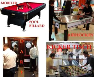 Billard - Dart - Airhockey - Minigolf - Kickertisch - Squash - Flipper - Betriebsfest, Betriebsfeier