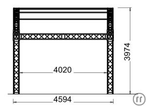 2-Varia Rundbogenbühne 6x4m Grundfläche, Außenmaß (LxBxH): 7.21x4.59x3.97m