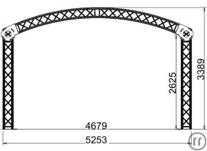 3-Varia Rundbogenbühne 4x3m Grundfläche, Außenmaß (LxBxH): 5.25x3.6x3.39m
