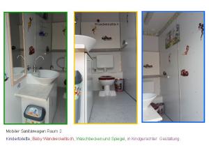 4-Mobile Sanitäranlage mit rollstuhlgerechtem Toilettenraum und separatem Kinderraum