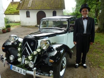 4-Hochzeitsauto Desirée mit Chauffeur, Citroen Oldtimer 11CV, Hochzeit Fahrzeug, Oldtimerver...