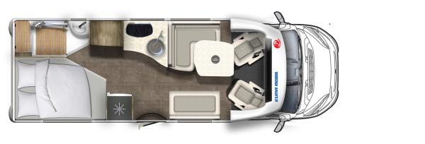 2-Eura Mobil Profila RS 675 SB, Teilintegrierter Camper für 2 - 4 Personen, seitliches Heckbett