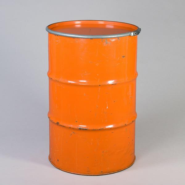 Fass, Metall, ca. H 89 x D 60 cm, Orange