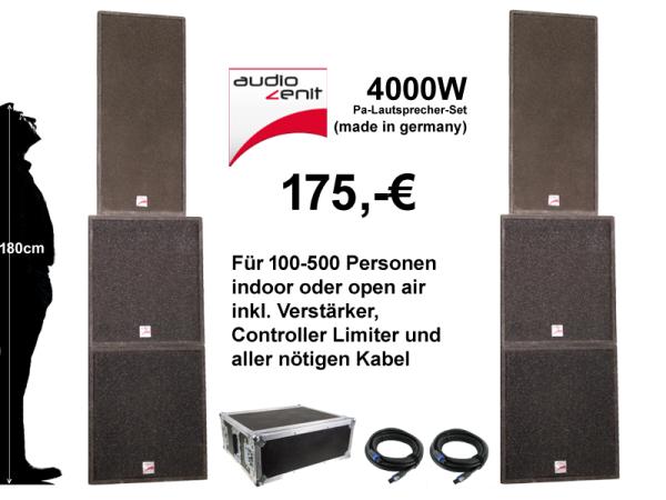 5-JBL Musikanlage, PA Anlage, Komplettanlage mit Subwoofer "PA-Set 3", bis zu 150 Gä...