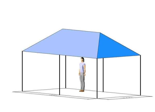 4-Partyzelt / Pavillion 600x300 cm (335 cm hoch) blau - inkl. 3-Biergarnituren-