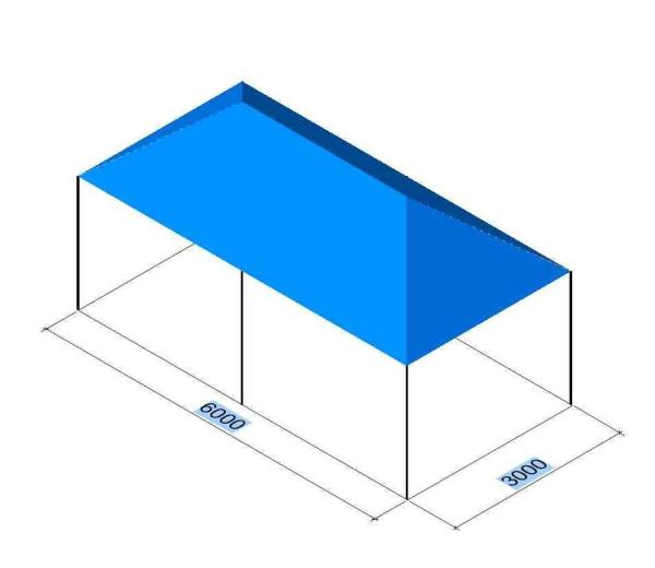 3-Partyzelt / Pavillion 600x300 cm (335 cm hoch) blau