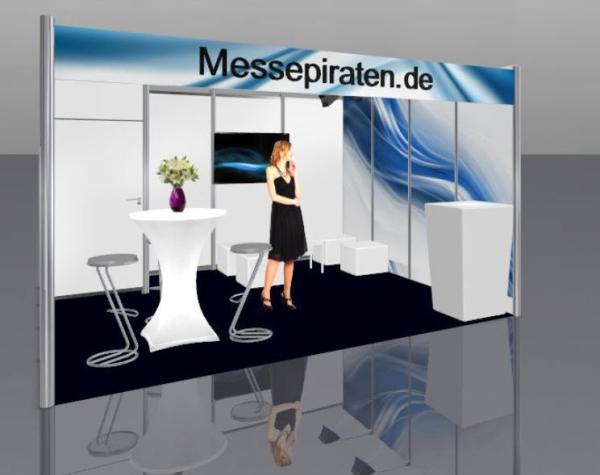 2-Messestand KOMPLETT 4m x 4m inkl. Montage und Möbel mit Lieferung ins Messezentrum Nürn...