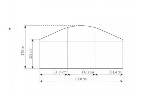 2-Rundbogenzelt Bodega Deluxe 10x30m 300m2, kein Fußboden mit Erdnagelverankerung