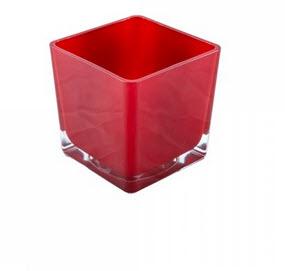 1-Windlicht Glas rot 10 cm